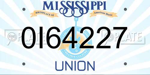 0I64227 Mississippi License Plate