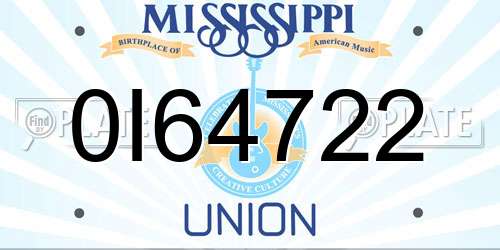 0I64722 Mississippi License Plate