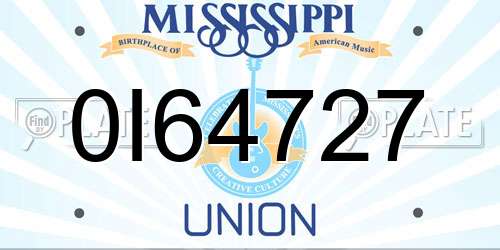0I64727 Mississippi License Plate