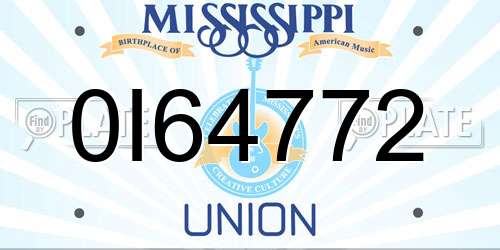 0I64772 Mississippi License Plate
