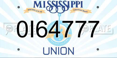0I64777 Mississippi License Plate