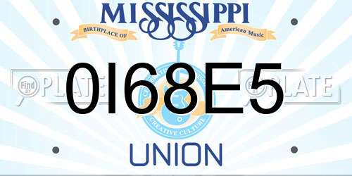 0I68E5 Mississippi License Plate