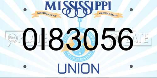 0I83056 Mississippi License Plate
