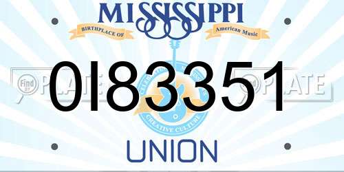0I83351 Mississippi License Plate