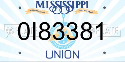0I83381 Mississippi License Plate