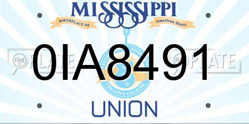 0IA8491 Mississippi License Plate