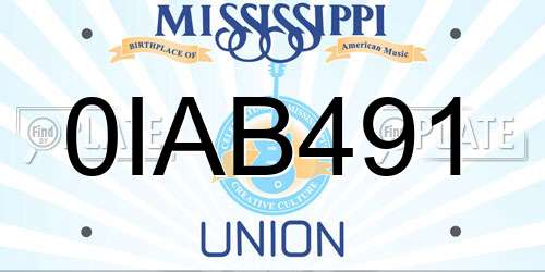 0IAB491 Mississippi License Plate