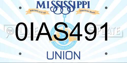 0IAS491 Mississippi License Plate