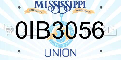 0IB3056 Mississippi License Plate