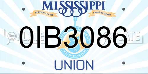 0IB3086 Mississippi License Plate