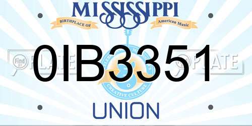 0IB3351 Mississippi License Plate