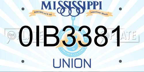 0IB3381 Mississippi License Plate