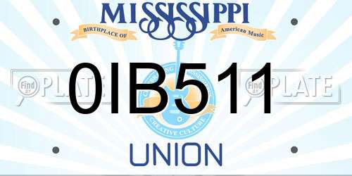 0IB511 Mississippi License Plate