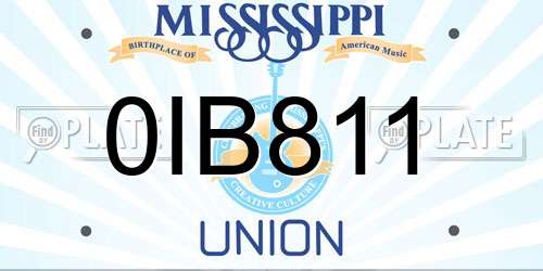 0IB811 Mississippi License Plate