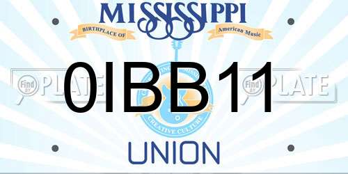0IBB11 Mississippi License Plate