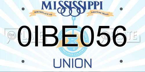 0IBE056 Mississippi License Plate