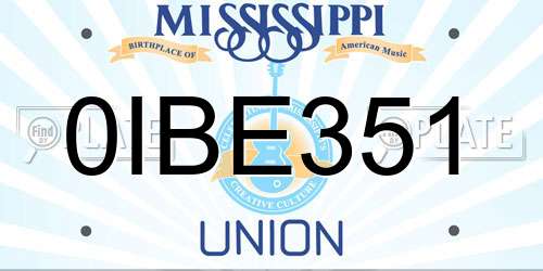 0IBE351 Mississippi License Plate