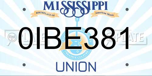 0IBE381 Mississippi License Plate
