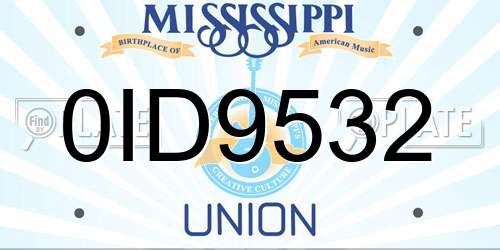0ID9532 Mississippi License Plate