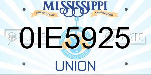 0IE5925 Mississippi License Plate
