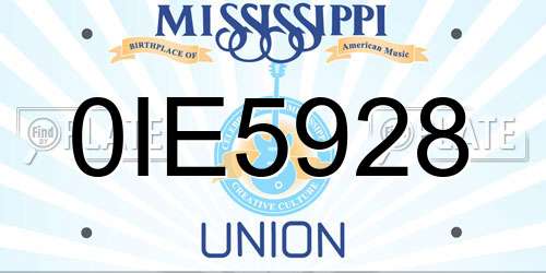 0IE5928 Mississippi License Plate