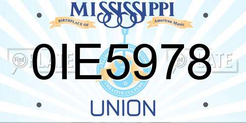 0IE5978 Mississippi License Plate