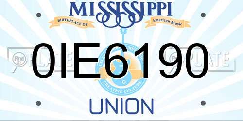 0IE6190 Mississippi License Plate