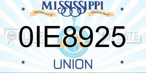 0IE8925 Mississippi License Plate