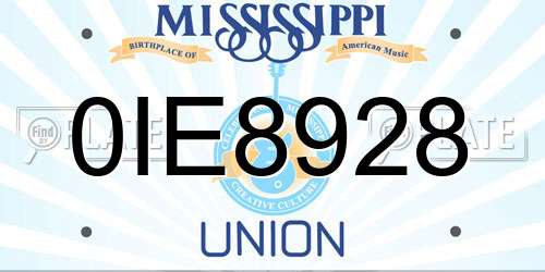 0IE8928 Mississippi License Plate