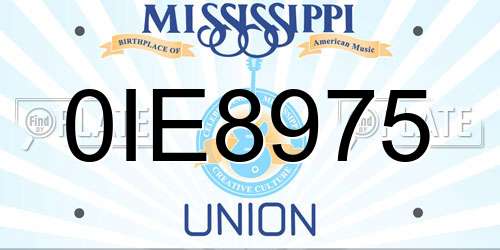 0IE8975 Mississippi License Plate