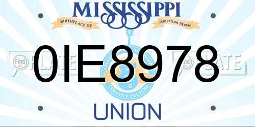 0IE8978 Mississippi License Plate