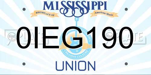 0IEG190 Mississippi License Plate