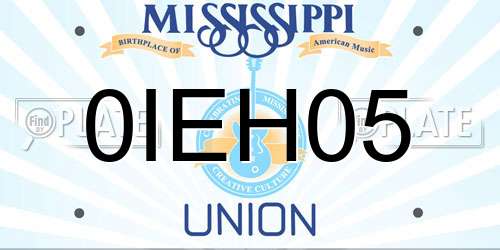 0IEH05 Mississippi License Plate