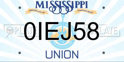 0IEJ58 Mississippi License Plate