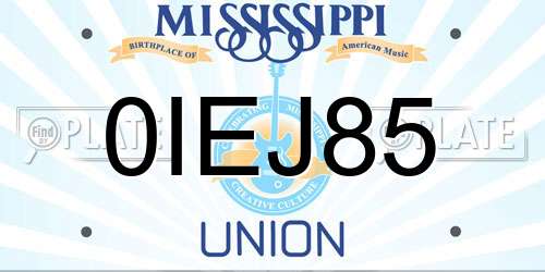 0IEJ85 Mississippi License Plate