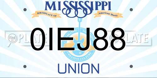 0IEJ88 Mississippi License Plate