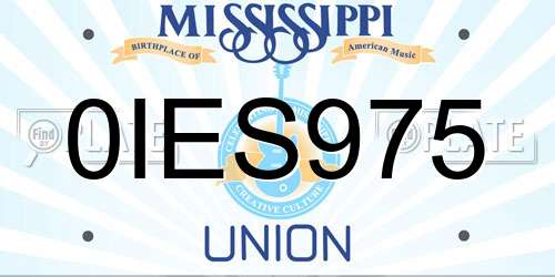 0IES975 Mississippi License Plate