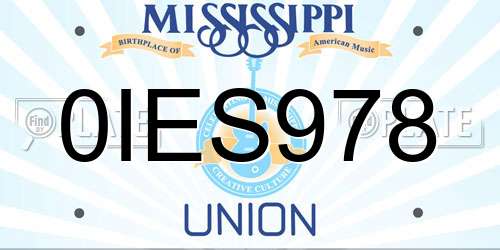 0IES978 Mississippi License Plate