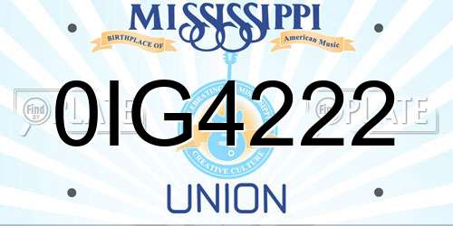 0IG4222 Mississippi License Plate