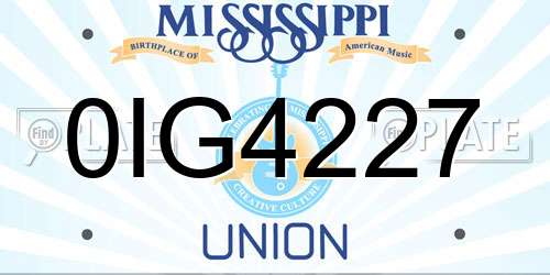 0IG4227 Mississippi License Plate