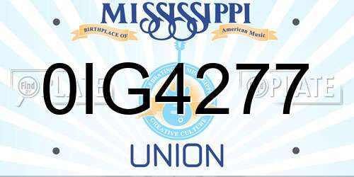 0IG4277 Mississippi License Plate
