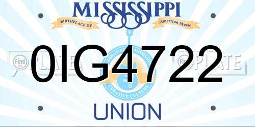 0IG4722 Mississippi License Plate