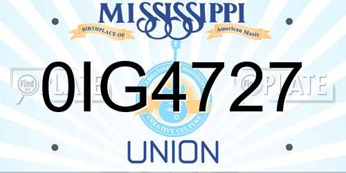 0IG4727 Mississippi License Plate