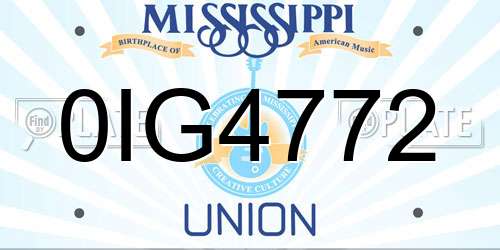 0IG4772 Mississippi License Plate