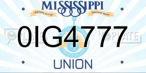 0IG4777 Mississippi License Plate
