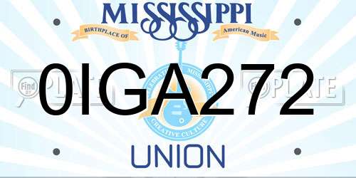 0IGA272 Mississippi License Plate