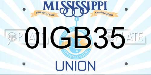 0IGB35 Mississippi License Plate