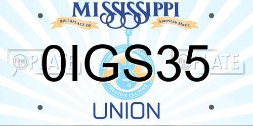 0IGS35 Mississippi License Plate