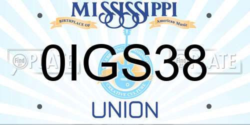 0IGS38 Mississippi License Plate