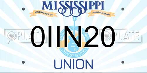 0IIN20 Mississippi License Plate